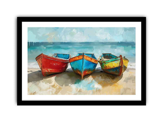 Colorful Boats Framed Print