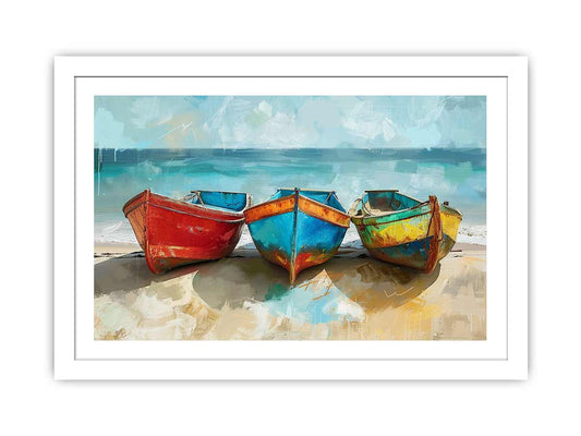 Colorful Boats Framed Print