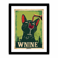 Cat red wine Framed Print
