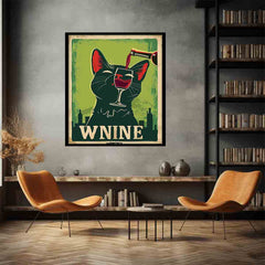 Cat red wine Framed Print