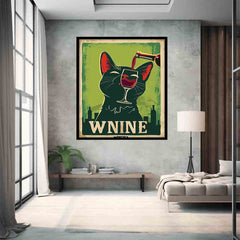 Cat red wine Framed Print