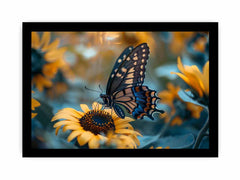 Sunflower Butterfly Framed Print