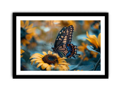 Sunflower Butterfly Framed Print