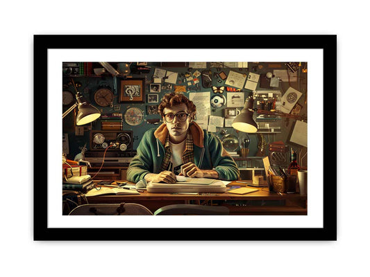 Genius at Work Framed Print