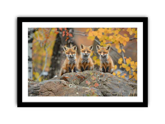 Three Red Fox Framed Print