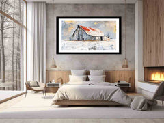 white barn art Framed Print