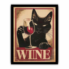 Vintage cat & wine