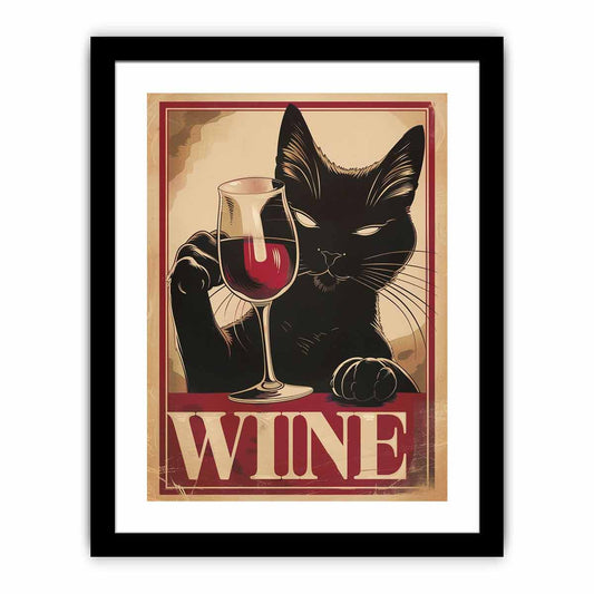 Vintage cat & wine