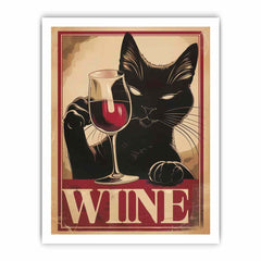 Vintage cat & wine
