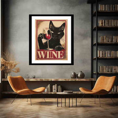 Vintage cat & wine