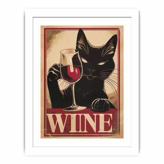 Vintage cat & wine