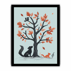 oak tree & animals Framed Print