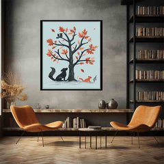 oak tree & animals Framed Print