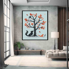 oak tree & animals Framed Print
