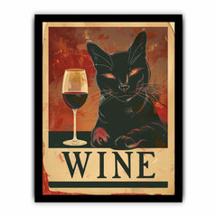 Red wine & cat Framed Print