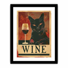 Red wine & cat Framed Print