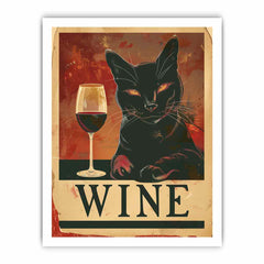 Red wine & cat Framed Print