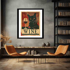 Red wine & cat Framed Print