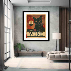 Red wine & cat Framed Print