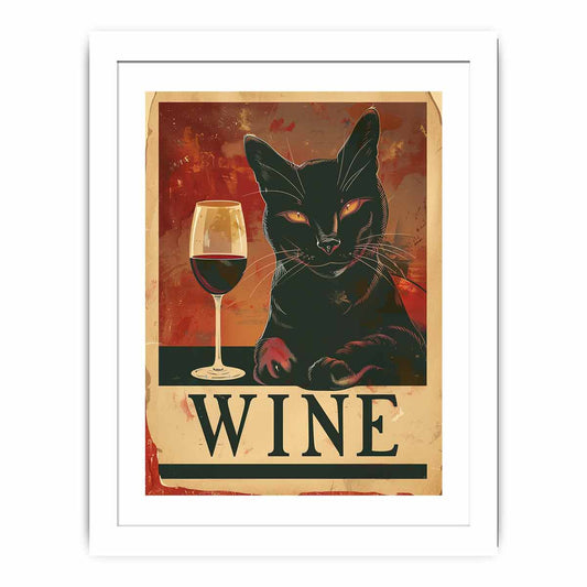 Red wine & cat Framed Print