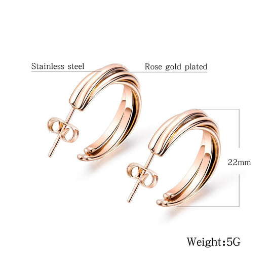 Steel Rose Gold Hoop Earrings