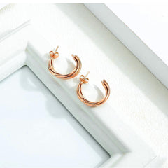 Steel Rose Gold Hoop Earrings