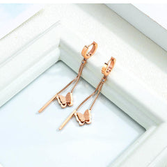 Rose Gold Tassel Drop Earrings