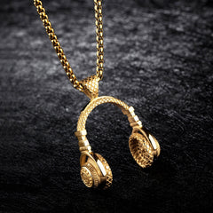 Stainless Steel Gold headphones necklace
