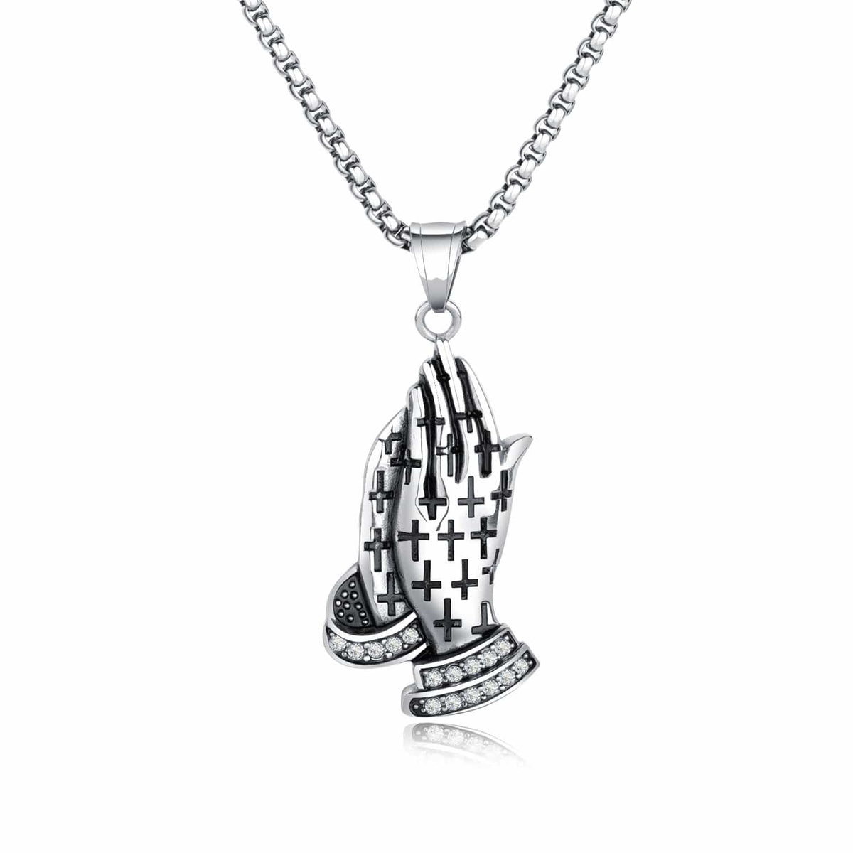 Stainless Steel Praying Hands Necklace
