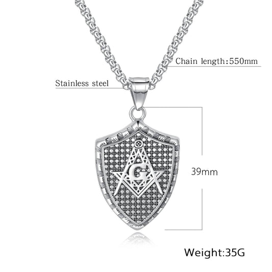 Stainless Steel Masonic Shield Necklace