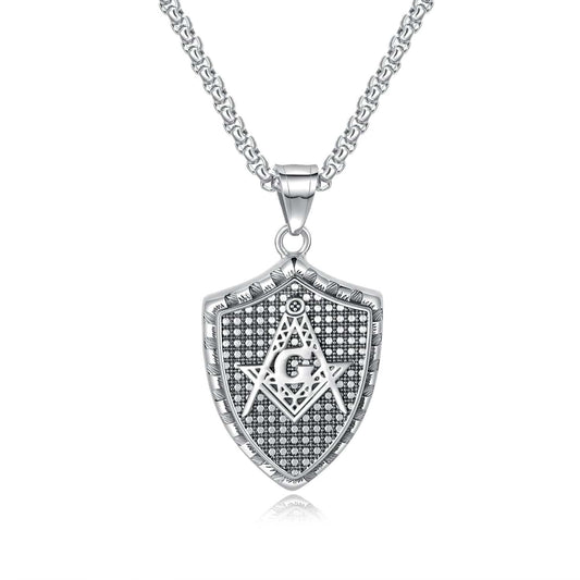 Stainless Steel Masonic Shield Necklace