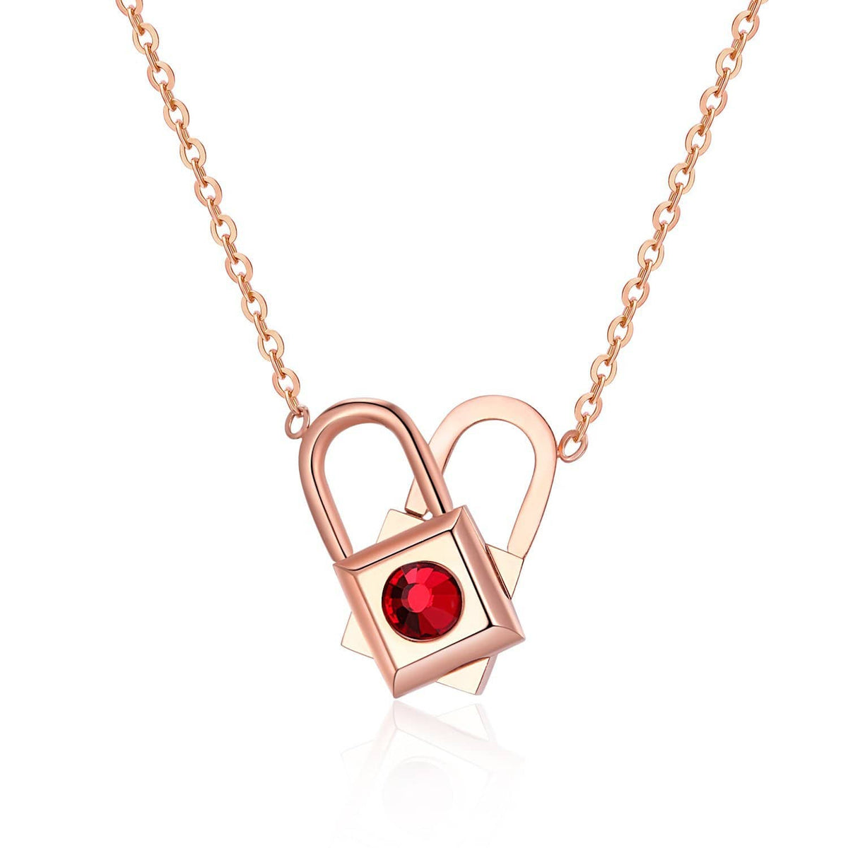 Rose Gold Heart Creative Rotating Lock Chain Necklace