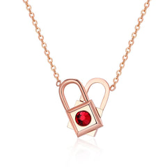 Rose Gold Heart Creative Rotating Lock Chain Necklace