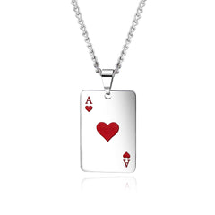 Stainless Steel Ace Card Necklace
