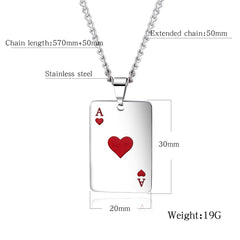 Stainless Steel Ace Card Necklace