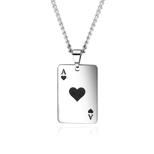 Stainless Steel Ace Card Necklace