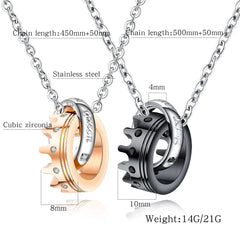 Stainless Steel Her King And His Queen Necklace