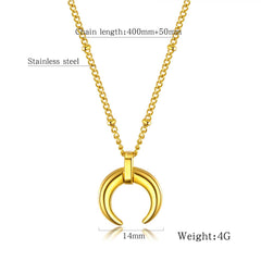 Stainless Steel Gold Crescent Moon Necklace For Women