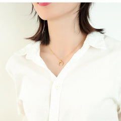 Stainless Steel Gold Crescent Moon Necklace For Women