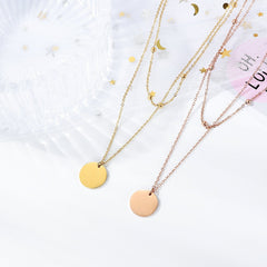Stainless Steel Double Layer Disk Necklaces