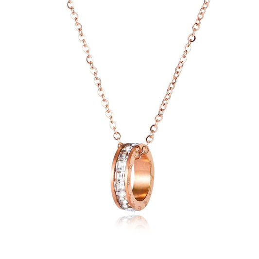 Stainless Steel Rose Gold Ring Necklace