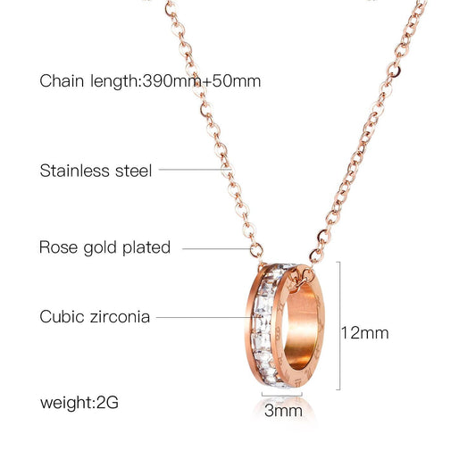 Stainless Steel Rose Gold Ring Necklace