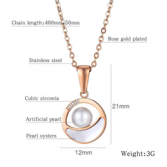 Steel Rose Gold Oyster Pearl Necklace