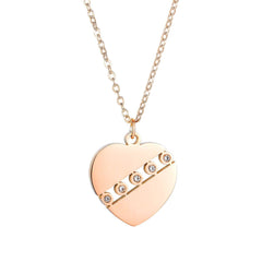 Steel Rose Gold Cubic Zirconia Heart Necklace