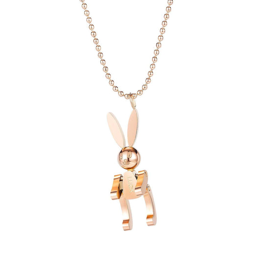 Stainless Steel Rose Gold Lucky Rabbit Necklace