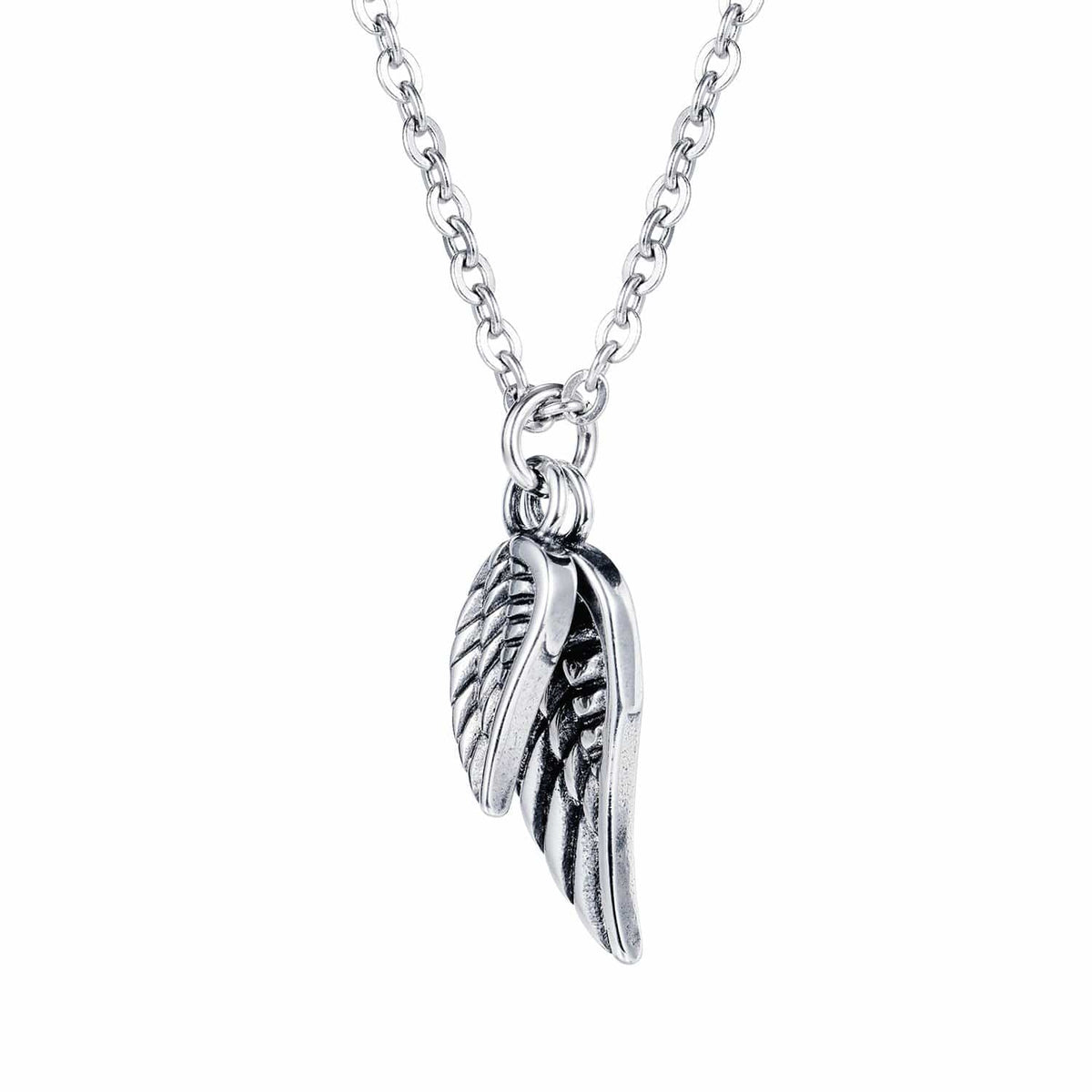 Stainless Steel Retro Angel Wing Necklace