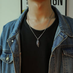 Stainless Steel Retro Angel Wing Necklace