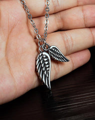 Stainless Steel Retro Angel Wing Necklace