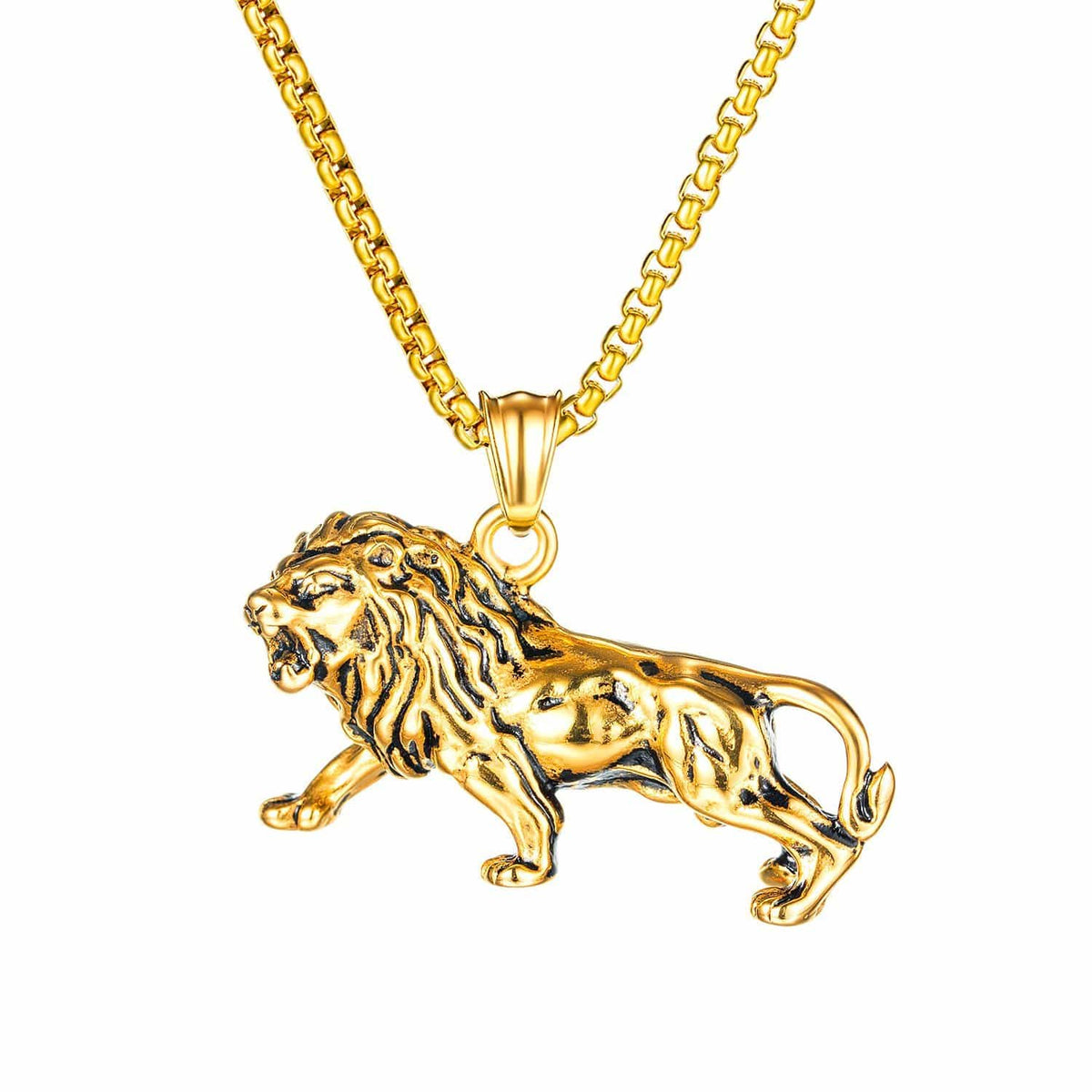 Stainless Steel Men'S Lion Necklace
