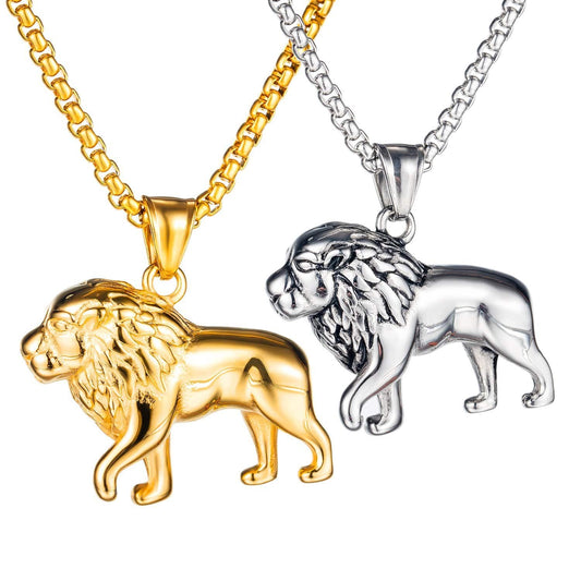 Stainless Steel Men Lion Necklace